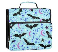 Sevdomey Black Bats Zipper Binder with Shoulder Strap & Handle for Easy Carry, 1.5 Inch 3-Ring Binder for School, Expansion Panel and Expanding File