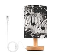 Sevdomey Black Music Notes Bedside Table Lamp with USB Port, No Bulb Needed, Warm LED Light for Bedroom, Living Room, Office - Bedside Table Lamp for Reading, Study, Decor