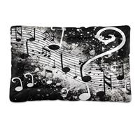 Sevdomey Black Music Notes Pet Pads Dog Bed Cat Bed Kennel Bed Crate Mattress, Washable Soft Comfortable Pet Bed Pad with Non-Slip Bottom for Small Medium Large Dogs Cats, 45x60 cm