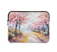 Sevdomey Blooming Flower Trees Laptop Sleeve 13.4 Inch, Slim Protective Computer Case with Soft Padding, Top Zipper Bag for Women & Men, Fits Most 13.3 Inch Laptops