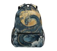 Sevdomey Blue and Gold Dragon Laptop Backpack, Waterproof 15L Stylish Lightweight Daypack with Multiple Pockets for Work, School & Travel