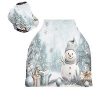 Sevdomey Blue Beautiful Snowman Nursing Car Seat Cover for Babies Newborns, Multi-Purpose Soft Breathable Breastfeeding Cover - Car Seat Covers - Nursing Scarf