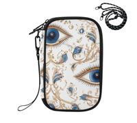 Sevdomey Blue Evil Eyes Lightweight Water-Resistant Multi-Pocket Passport Holder Organizer