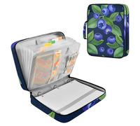 Sevdomey Blueberries and Leaves Waterproof Expanding File Folder, Accordion Document Organizer with Zipper & Sticky Labels, Large Capacity A4/Letter Size for Office Home