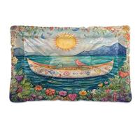 Sevdomey Boat with Birds Pet Pads Dog Bed Cat Bed Kennel Bed Crate Mattress, Washable Soft Comfortable Pet Bed Pad with Non-Slip Bottom for Small Medium Large Dogs Cats, 60x90 cm