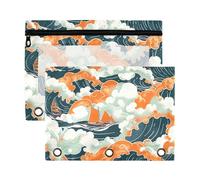 Sevdomey Boats in The Ocean Pencil Pouch 3 Ring with Clear Window, 2 Pack Zipper Binder Bag for Office
