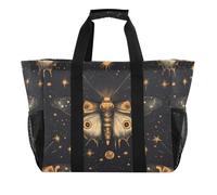 Sevdomey Boho Moth Pattern Large Beach Bag Waterproof Canvas Tote with Pockets for Women Travel Gym Pool