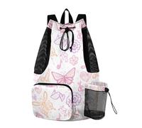 Sevdomey Butterflies Lightweight Drawstring Backpack Gym Sack with Wet Dry Bag Swim Beach Travel Sports