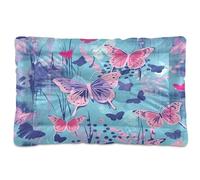 Sevdomey Butterflies on Blue Pet Pads Dog Bed Cat Bed Kennel Bed Crate Mattress, Washable Soft Comfortable Pet Bed Pad with Non-Slip Bottom for Small Medium Large Dogs Cats, 60x90 cm