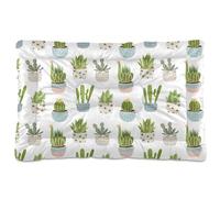 Sevdomey Cacti and Succulent Pet Pads Kennel Bed Crate Mattress, Washable Soft Comfortable Pet Bed Pad with Non-Slip Bottom for Small Medium Large Dogs Cats, 45x60 cm