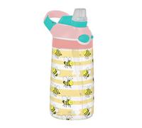 Sevdomey Cartoon Bees Kids Water Bottle with Straw for Girls Boys, Stainless Steel Insulated Leakproof Water 480ml for School Nursery Travel Sports