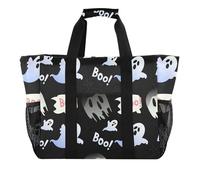 Sevdomey Cartoon Ghosts Large Beach Bag Waterproof Canvas Tote with Pockets for Women Travel Gym Pool