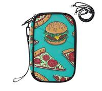 Sevdomey Cartoon Pizza Lightweight Water-Resistant Multi-Pocket Passport Holder Organizer
