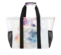 Sevdomey Cartoon Rainbows Large Beach Bag Waterproof Canvas Tote with Pockets for Women Travel Gym Pool