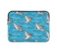 Sevdomey Cartoon Sharks Laptop Sleeve 13.4 Inch, Slim Protective Computer Case with Soft Padding, Top Zipper Bag for Women & Men, Fits Most 13.3 Inch Laptops