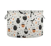 Sevdomey Cartoon Witches Ghosts Cotton Rope Storage Basket with Handles, Large Decorative Closet Shelf Basket for Nursery Playroom Classroom Organization