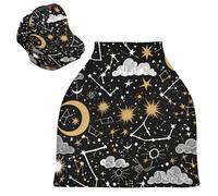Sevdomey Celestial Stars Nursing Car Seat Cover for Babies Newborns, Multi-Purpose Soft Breathable Breastfeeding Cover Nursing Scarf