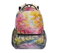 Sevdomey Cherry Blossom Trees Laptop Backpack, Waterproof 15L Stylish Lightweight Daypack with Multiple Pockets for Work, School & Travel