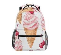 Sevdomey Cherry Ice Cream Laptop Backpack, Waterproof 15L Stylish Lightweight Daypack with Multiple Pockets for Work, School & Travel