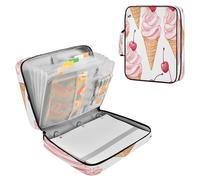 Sevdomey Cherry Ice Cream Waterproof Expanding File Folder, Accordion Document Organizer with Zipper & Sticky Labels, Large Capacity A4/Letter Size for Office Home