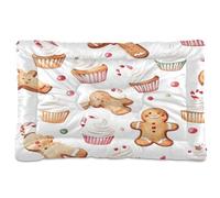 Sevdomey Christmas Cookies Dog Bed Cat Bed Kennel Bed Crate Mattress, Washable Soft Comfortable Pet Bed Pad with Non-Slip Bottom for Small Medium Large Dogs Cats, 60x90 cm