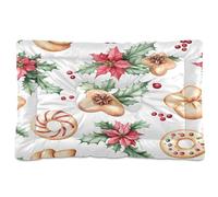 Sevdomey Christmas Cookies Pet Pads Dog Bed Cat Bed Kennel Bed Crate Mattress, Washable Soft Comfortable Pet Bed Pad with Non-Slip Bottom for Small Medium Large Dogs Cats, 45x60 cm