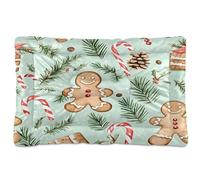 Sevdomey Christmas Gingerbread Cookies Pet Pads Dog Bed Cat Bed Kennel Bed Crate Mattress, Washable Soft Comfortable Pet Bed Pad with Non-Slip Bottom for Small Medium Large Dogs Cats, 60x90 cm