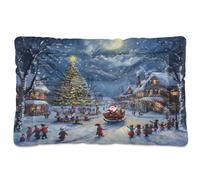 Sevdomey Christmas Night Scene Pet Pads Dog Bed Cat Bed Kennel Bed Crate Mattress, Washable Soft Comfortable Pet Bed Pad with Non-Slip Bottom for Small Medium Large Dogs Cats, 60x90 cm
