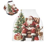 Sevdomey Christmas Santa Claus Nursing Car Seat Cover for Babies Newborns, Multi-Purpose Soft Breathable Breastfeeding Cover - Car Seat Covers - Nursing Scarf