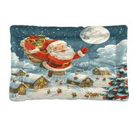 Sevdomey Christmas Santa Claus Pet Pads Dog Bed Cat Bed Kennel Bed Crate Mattress, Washable Soft Comfortable Pet Bed Pad with Non-Slip Bottom for Small Medium Large Dogs Cats, 60x90 cm