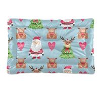 Sevdomey Christmas Santa Claus Pet Pads Kennel Bed Crate Mattress, Washable Soft Comfortable Pet Bed Pad with Non-Slip Bottom for Small Medium Large Dogs Cats, 45x60 cm