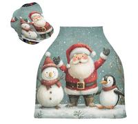 Sevdomey Christmas Santa Snowman Nursing Car Seat Cover for Babies Newborns, Multi-Purpose Soft Breathable Breastfeeding Cover - Car Seat Covers - Nursing Scarf