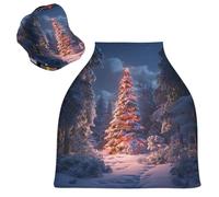 Sevdomey Christmas Snowy Trees Nursing Car Seat Cover for Babies Newborns, Multi-Purpose Soft Breathable Breastfeeding Cover - Car Seat Covers - Nursing Scarf