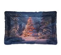 Sevdomey Christmas Snowy Trees Pet Pads Dog Bed Cat Bed Kennel Bed Crate Mattress, Washable Soft Comfortable Pet Bed Pad with Non-Slip Bottom for Small Medium Large Dogs Cats, 45x60 cm