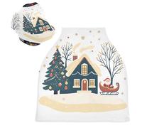 Sevdomey Christmas Tree and Santa Claus Nursing Car Seat Cover for Babies Newborns, Multi-Purpose Soft Breathable Breastfeeding Cover - Car Seat Covers - Nursing Scarf