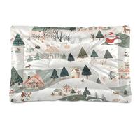 Sevdomey Christmas Village Scene Dog Bed Cat Bed Kennel Bed Crate Mattress, Washable Soft Comfortable Pet Bed Pad with Non-Slip Bottom for Small Medium Large Dogs Cats, 60x90 cm