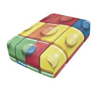 Sevdomey Colorful Brick Pattern Twin Fitted Sheet for Air Mattress, 24 Inch Extra Deep Pocket, Soft Breathable Cover with Zipper Valve Opening for Inflatable Air Bed