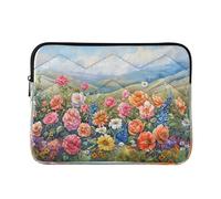 Sevdomey Colorful Flowers Laptop Sleeve 13.4 Inch, Slim Protective Computer Case with Soft Padding, Top Zipper Bag for Women & Men, Fits Most 13.3 Inch Laptops