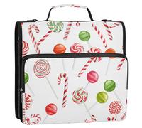 Sevdomey Colorful Lollipops Zipper Binder with Shoulder Strap & Handle for Easy Carry, 1.5 Inch 3-Ring Binder for School, Expansion Panel and Expanding File