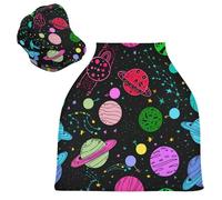 Sevdomey Colorful Planets Nursing Car Seat Cover for Babies Newborns, Multi-Purpose Soft Breathable Breastfeeding Cover Nursing Scarf
