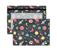 Sevdomey Colorful Planets Pencil Pouch 3 Ring with Clear Window, 2 Pack Zipper Binder Bag for Office