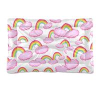 Sevdomey Colorful Rainbows Pet Pads Dog Bed Cat Bed Kennel Bed Crate Mattress, Washable Soft Comfortable Pet Bed Pad with Non-Slip Bottom for Small Medium Large Dogs Cats, 60x90 cm