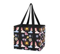 Sevdomey Colorful Rainbows Reusable Grocery Bags Large, Heavy Duty Water Resistant Foldable Storage Tote with Removable Bottom Board for Car Trunk, Picnic, Camping