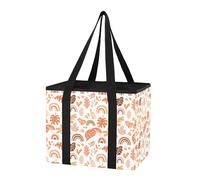 Sevdomey Colorful Rainbows Reusable Grocery Bags Large, Heavy Duty Water Resistant Foldable Storage Tote with Removable Bottom Board for Car Trunk, Picnic, Camping