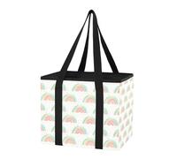 Sevdomey Colorful Rainbows Reusable Grocery Bags Large, Heavy Duty Water Resistant Foldable Storage Tote with Removable Bottom Board for Car Trunk, Picnic, Camping