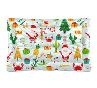 Sevdomey Colorful Santa Claus Pet Pads Kennel Bed Crate Mattress, Washable Soft Comfortable Pet Bed Pad with Non-Slip Bottom for Small Medium Large Dogs Cats, 60x90 cm