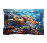 Sevdomey Colorful Sea Turtle Pet Pads Dog Bed Cat Bed Kennel Bed Crate Mattress, Washable Soft Comfortable Pet Bed Pad with Non-Slip Bottom for Small Medium Large Dogs Cats, 45x60 cm