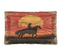 Sevdomey Cowboy at Sunset Pet Pads Dog Bed Cat Bed Kennel Bed Crate Mattress, Washable Soft Comfortable Pet Bed Pad with Non-Slip Bottom for Small Medium Large Dogs Cats, 45x60 cm