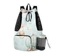 Sevdomey Cute Baby Animals Lightweight Drawstring Backpack Gym Sack with Wet Dry Bag Swim Beach Travel Sports