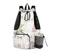 Sevdomey Cute Baby Dragon Lightweight Drawstring Backpack Gym Sack with Wet Dry Bag Swim Beach Travel Sports